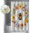 thumbnail image 3 of Pastoral Bee Wreath Shower Curtains for Bathroom Waterproof Fabric Bath Curtains Decor Bath Tub Curtain Spring Watercolor Flowers Decorative Shower Curtain Sets with 12 Hooks, 72x72 Inch, 3 of 6