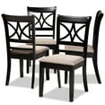 thumbnail image 2 of Baxton Studio Clarke Modern and Contemporary Sand Fabric Upholstered and Espresso Brown Finished Wood 4-Piece Dining Chair Set, 2 of 7