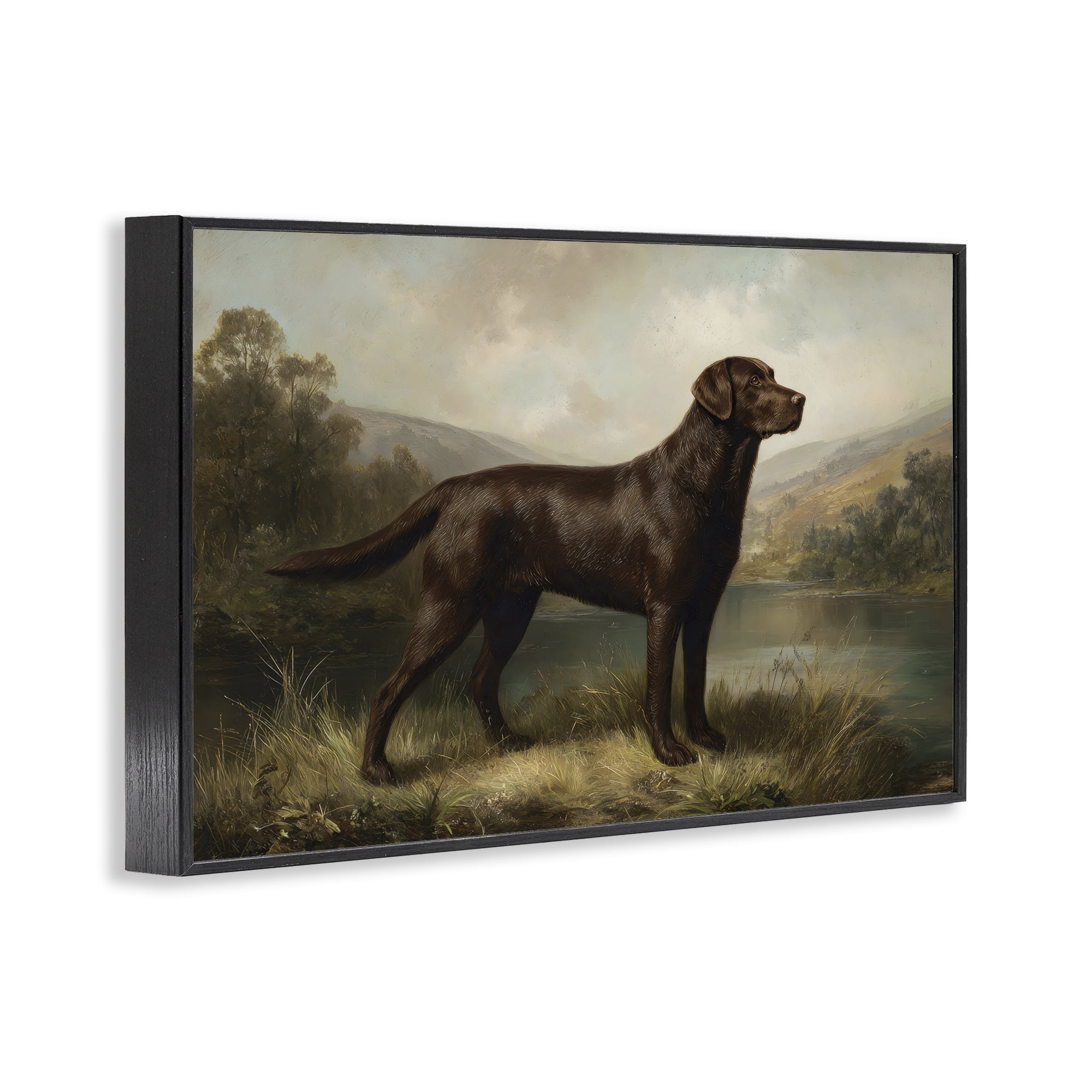 Stupell Industries On Alert Hunting Dog Black Framed Giclee Art, design by Petal Prints Design