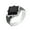 Black, variant on Women Men's Stainless Steel Vintage Design Gemstone Ring Light Blue Size 9