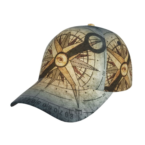 Fotbe Vintage Compass Gorro Clásico de Béisbol, Gorra Ajustable con Broche Snapback, Gorro de Exterior de Algodón Suave