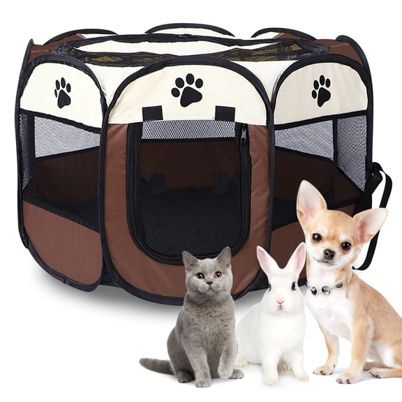 EBTOOLS Pet Dog Cat Playpen Tent Portable Collapsible Exercise Fence Kennel Cage Crate