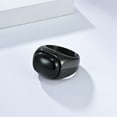 thumbnail image 3 of PAURO Gemstone Rings for Men Gold/Silver/Black Plated Oval Stainless Steel Colourful Statement Personalised Dainty Simple Vintage Jewellery Black Black Size W, 3 of 5