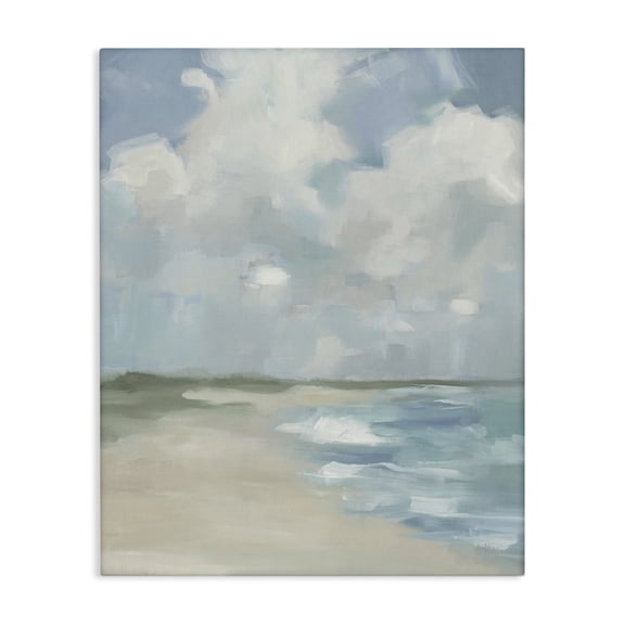 Stupell Industries Tropical Impressionist Neutral Blue Green Beach Ocean Canvas Art, 16 x 20, by Liz Jardine