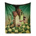 thumbnail image 1 of Mural Soft Flannel Fleece Throw Blanket, Conceptual Illustration for Fairy Tale Wonderland House with a Girl Trapped Inside, Cozy Plush for Indoor and Outdoor Use, 70" x 90", Multicolor, by Ambesonne, 1 of 6