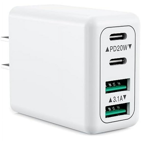 USB C Charger Block, 40W 4-Port Fast Type C Charging Block Dual Port PD Power Adapter   QC Wall Plug Multiport USB C Brick Cube Charger for iPhone 16 15 Plus 14 Pro Max 14 Pro 13 12 11, iPad, Samsung