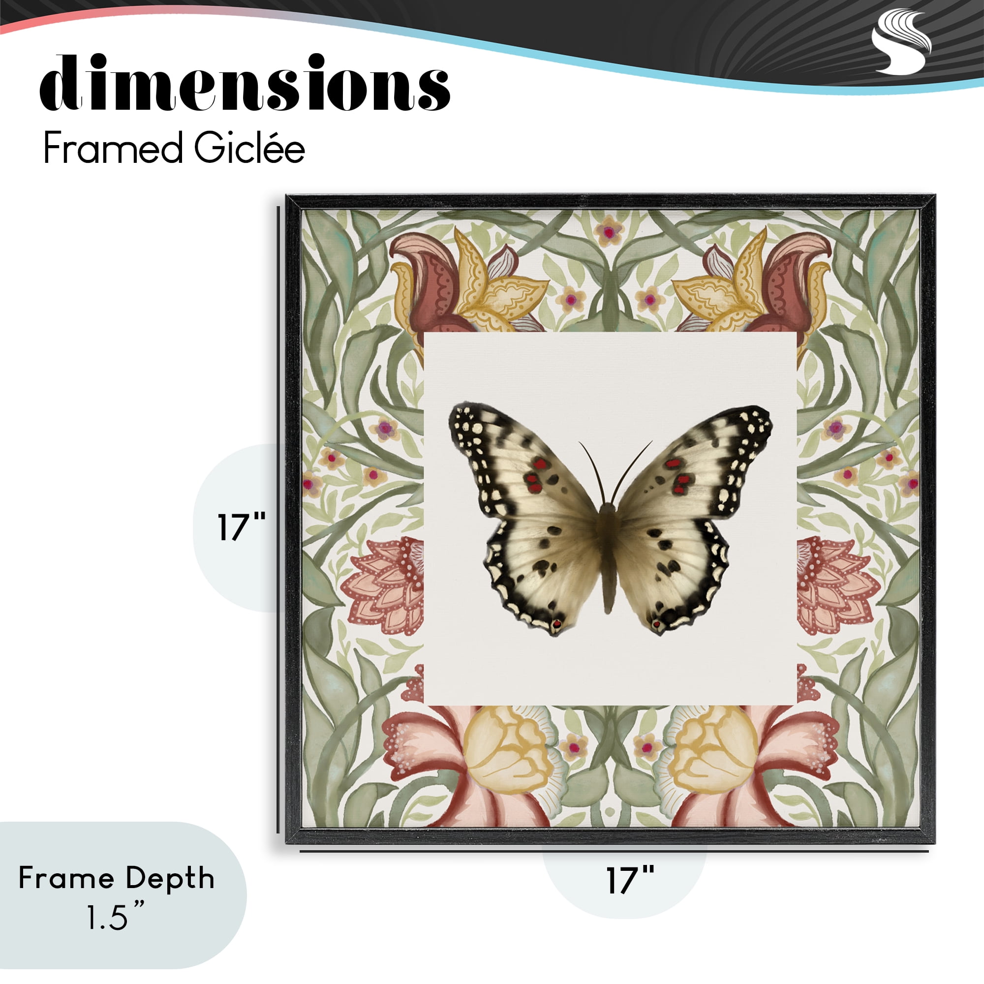 Stupell Industries Warm Toned Baroque Butterfly Black Framed Giclee Art, design by Elizabeth Medley