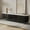 Black with Sintered Stone, variant on POVISON-70.87"Mid-Century Modern Tambour Door TV Stand, Walnut Color TV Console, Ash Rolling Door Media Console with legs