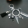 thumbnail image 4 of LLavero de borla con abalorio de estilo A-Z, joyería Retro, Mini tijeras de peluquería, secador de pelo, peine, regalo, 4 of 4