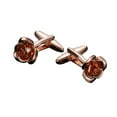thumbnail image 2 of 2 Pcs Rose Flower Gold Plated Cufflinks Copper French Tuxedo Shirt Unisex Cuff Buttons Classic Men Women Cufflink Set For Wedding Business, 2 of 9