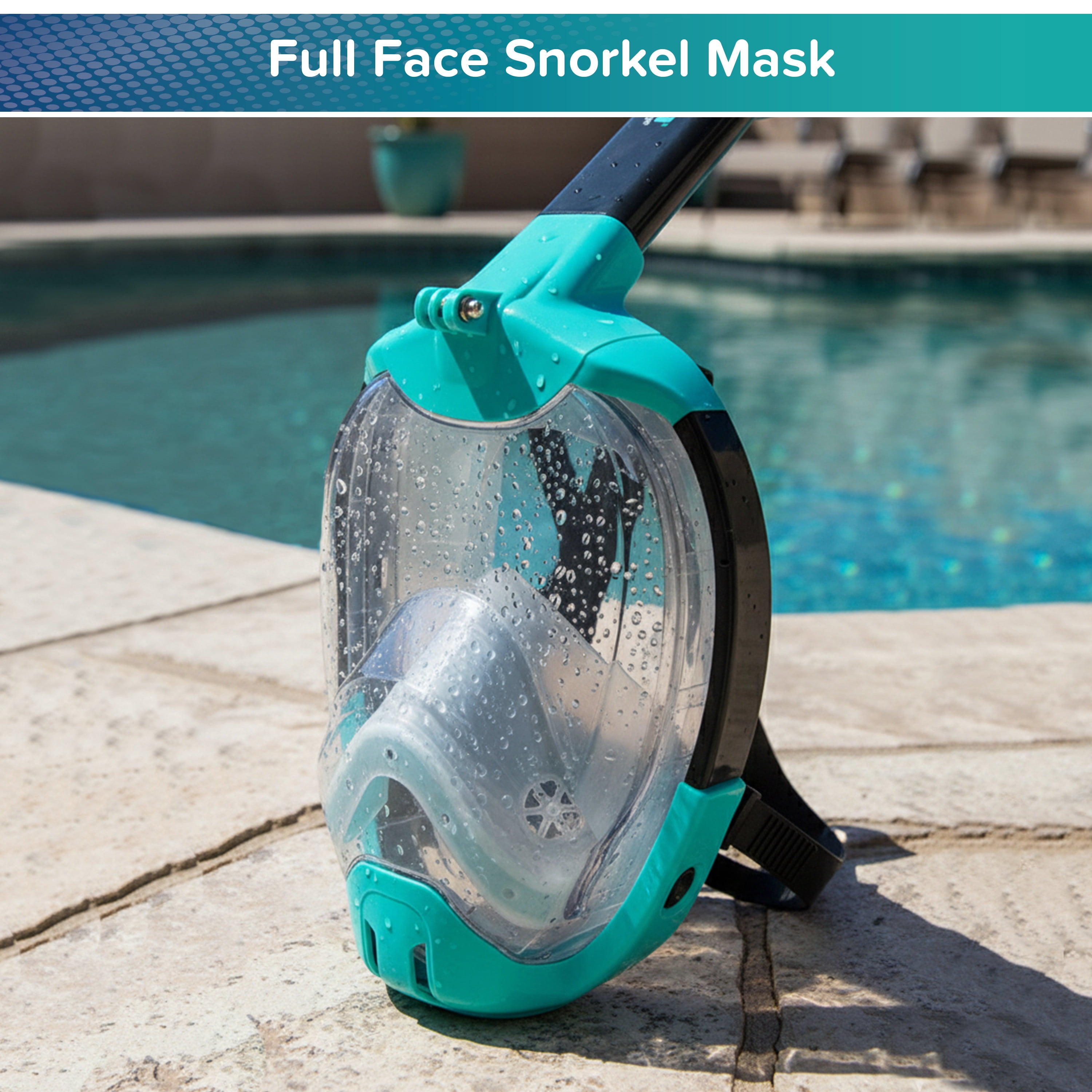 Aqua Dolfino Full Face Mask for Snorkeling, Teal, Small/Medium, Ages 12+