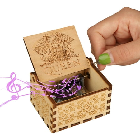 An Out Of The Box Christmas Musical TSV Portable Engraved Music Box, Bohemian Rhapsody Music Box Wooden Vintage Musical Box Gifts For My Girlfriend For Mom For Birthday Christmas Gift, Lightweight And Easy To Play (No Battery) ()