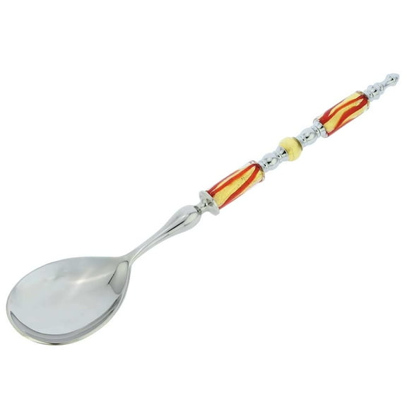 GlassOfVenice Italian Murano Glass Salad Spoon - Red Gold Waves