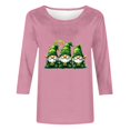 thumbnail image 4 of Hauts pour Femmes 2025 Blouses d'Été Mode Imprimé St. Patrick Décontracté Col Rond Manches 7 Pouces Blouses pour Femmes Manches 3/4 Rose m, 4 of 4