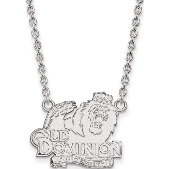 Sterling Silver S. Rh-P Logoart Old Dominion University Large Pendant With Necklace (18 X 23) Made In United States ss012odu-18