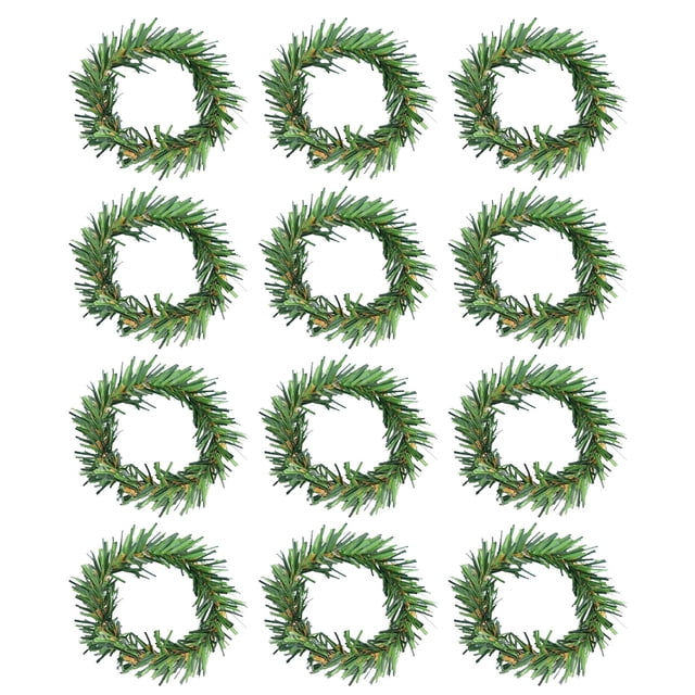 WHEANG Fixing Clip 12 Pcs Napkin Rings Mini Artificial Needles Wreath Napkin Holder Candle Rings Holiday Napkin Holder for Banquet Table Decorations One Size Green