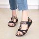 thumbnail image 2 of Bmisegm 2024 Summer New Women Bohemian Rhinestone Casual Flat Large Size Beach Shoes Sandals Women Summer Black 8.5, 2 of 7