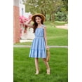 thumbnail image 5 of Arshiner Girls Summer Dress Bow-Tie Straps Sleeveless Flowy Ruffle Trim Boho Beach Casual Sundress, 5 of 8