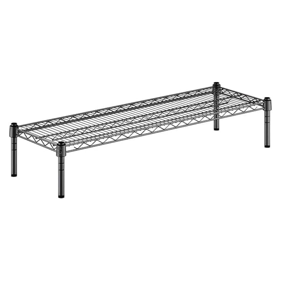 14" x 42" x 8" Black Epoxy Wire Storage Shelf, Dunnage Rack, 1 Tier Small Shelf