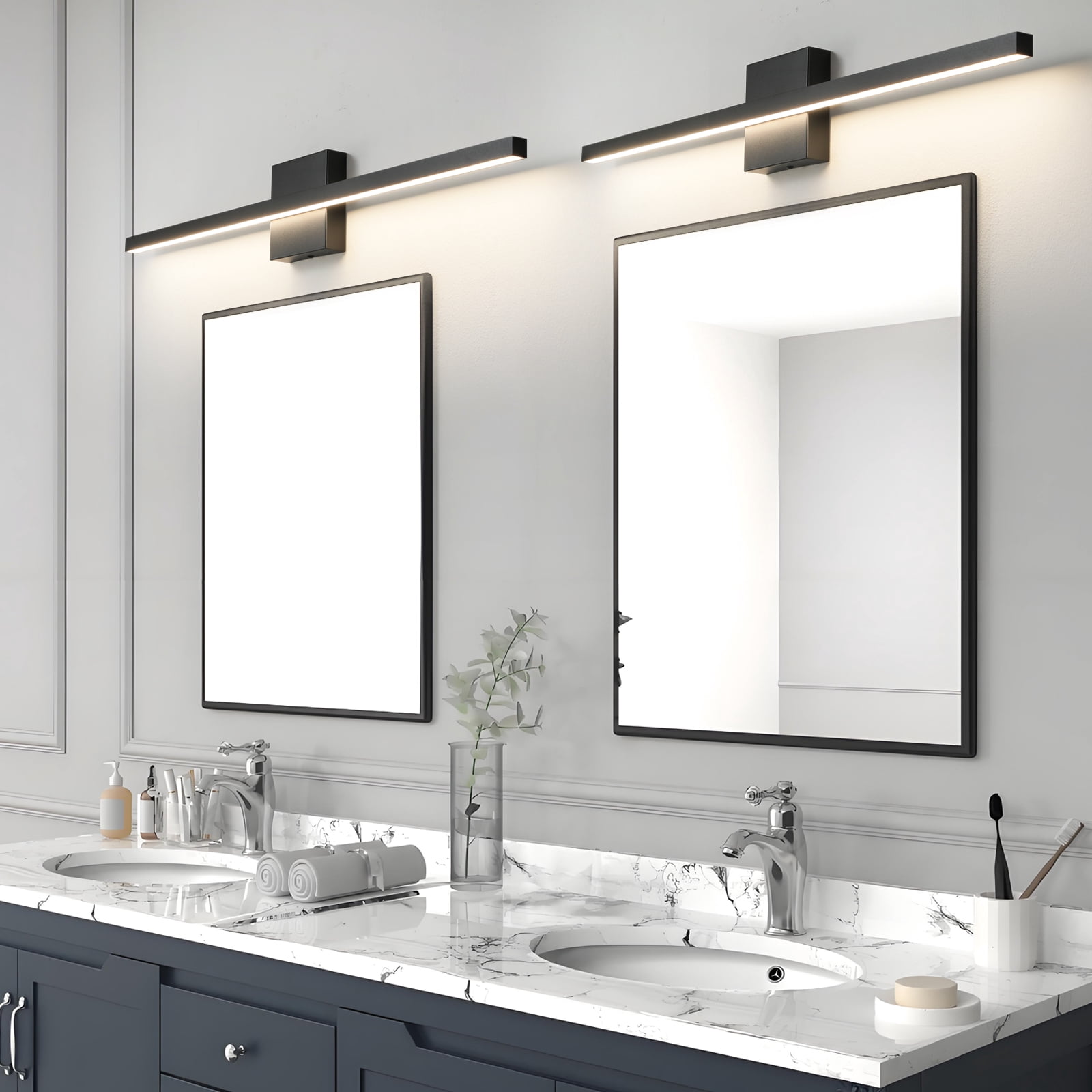 Vanity Light for Bathroom Lighting Fixtures Over Mirror Dimmable Integrated LED 32 inch Modern Vanity Lights Black Bathroom Light Bar Bath Wall Sconce