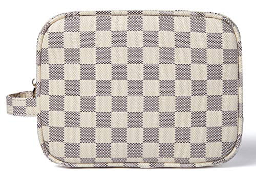 Daisy Rose - Daisy Rose Luxury Checkered Make Up Bag | PU Vegan Leather Cosmetic toiletry Travel ...