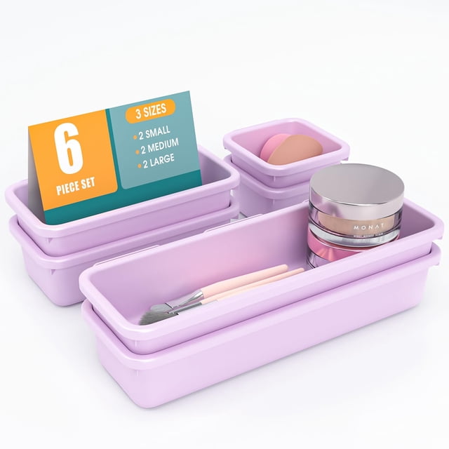 Set organizador de cajones StoreHappily, 6 unidades, maquillaje, color morado