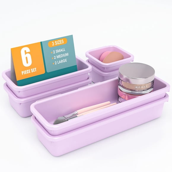 Set organizador de cajones StoreHappily, 6 unidades, maquillaje, color morado