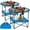 Blue, variant on 2 Pcs Folding Camping Table 2 Tier Portable Picnic Table Lightweight Travel Beach Tables 600d Oxford Fabric Waterproof Canvas with 4 Cup Holders Carry Bag for Tailgating Campfires Summer