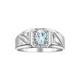 thumbnail image 1 of RYLOS Men's Rings 14K White Gold Classic 7X5MM Oval Gemstone & Diamond Ring Aquamarine March Birthstone Rings For Men Size 12, 1 of 7