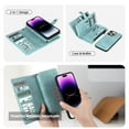 thumbnail image 6 of Dteck for iPhone 15 Pro Wallet Case with Card Holder, Detachable Magnetic Phone Case with Zipper Pocket PU Leather Wallet Phone Case for iPhone 15 Pro for Women Men with Wrist Strap,Green, 6 of 7