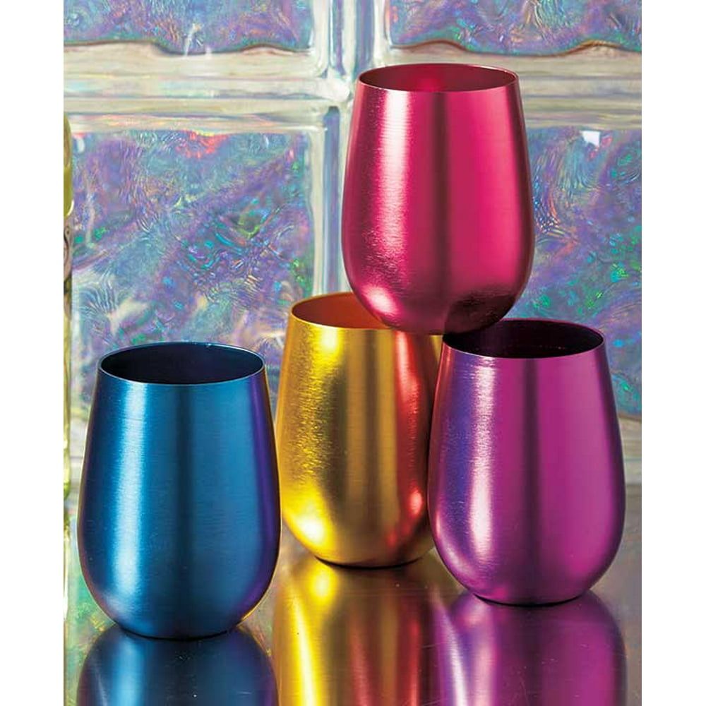 Set of 4 Retro Aluminum Wine Glasses by GetSet2Save