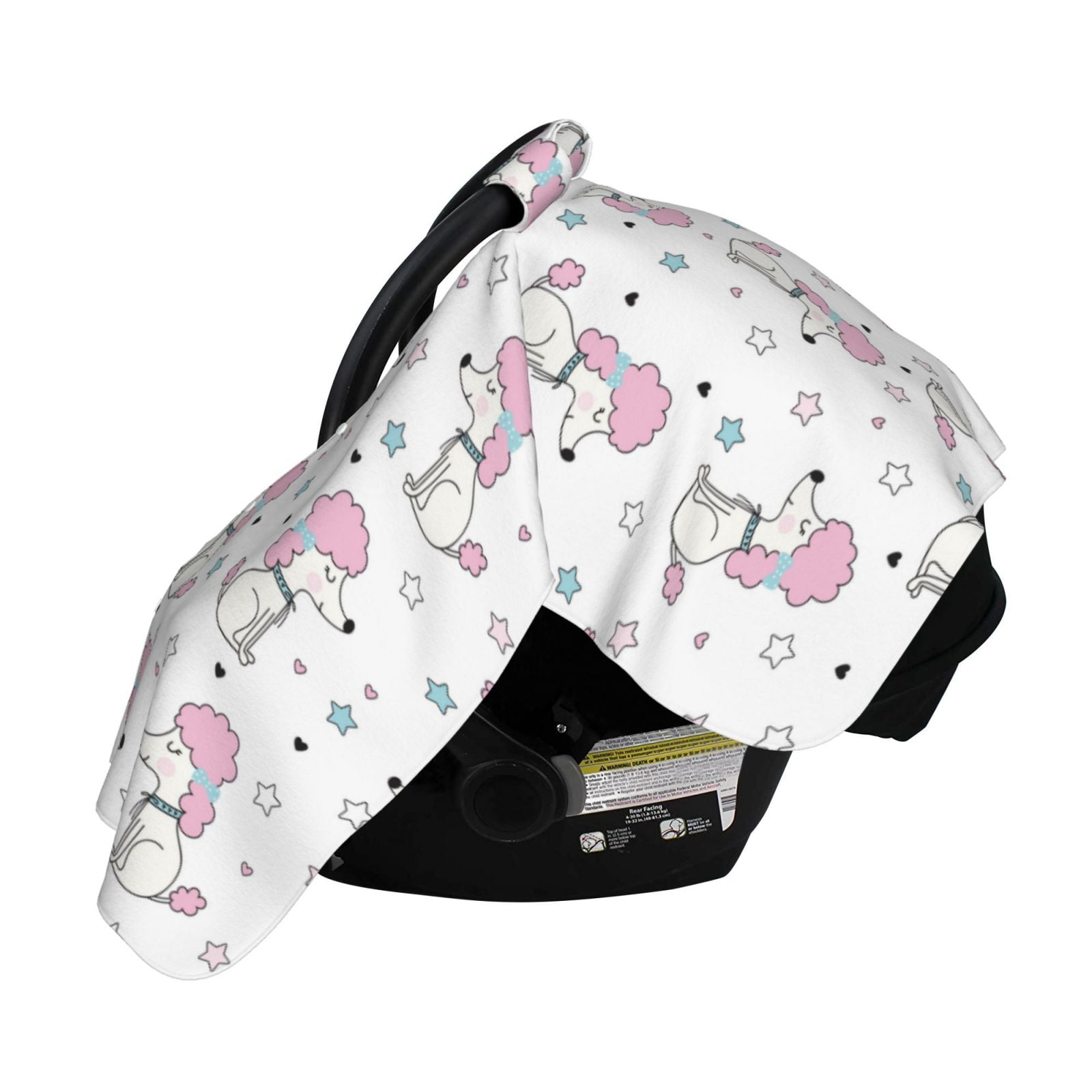 Naloa Cute Poodle Dog Baby Car Seat Cover, Breathable Baby Carrier Cover, Multiuse Baby Carrier Cover & Nursing Breastfeeding Cover