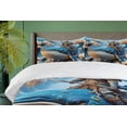 thumbnail image 4 of Ambesonne Funny Duvet Cover Set, Noble Warrior Cat on a Whale, Calking, Sea Blue Peach Beige, 4 of 5