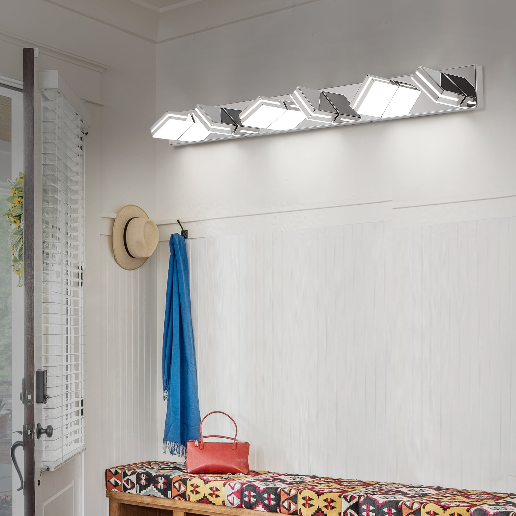 Miniyam 6-Lights LED Vanity Light for Bathroom over Mirror, Dimmable Light Fixture for Indoor, Chrome