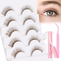 Lashes Kit with Glue & Tweezer Cat Eye Lashes that Look Like Extensions Fluffy Faux Mink Lashes Wispy Lashes Natural Look 7 Pairs Fake Eyelashes Pack (Cat Eye)
