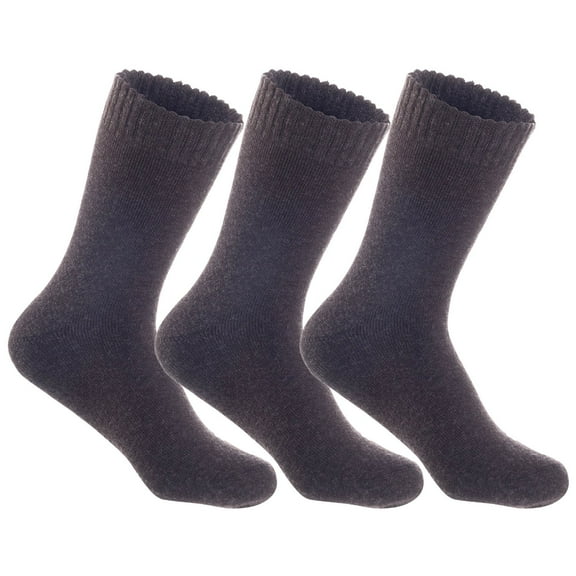 Men's 3 Pairs High Performance Wool Crew Socks, Moisture Wicking, Perfect for Athletic Biking on Winter & Cold Weather LK0602 Size 6-9 Coffee
