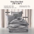 thumbnail image 6 of King Size Comforter Set 7 Pieces - Stripes Seersucker Bedding Set, Bed in a Bag with Soft Comforter & Sheets, Pillowcases & Pillow Shams(Grey, King), 6 of 6
