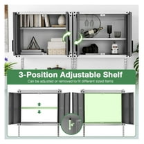 Metal Wall Cabinet with Lock, 3 Adjustable Shelves - Gray & White - 28.5"x14"x47" - Garage, Kitchen, Office Storage - Heavy Duty Steel Cabinet with Doors