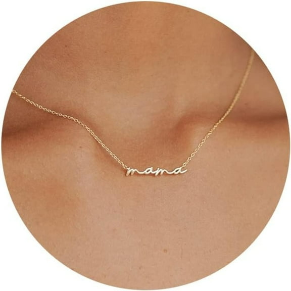 Mama Pendant Necklaces for Women - Dainty Small 14K Gold Plated Mom Necklace Non Tarnish Gift for Mom,New Mom Trendy Mother's Day Jewelry