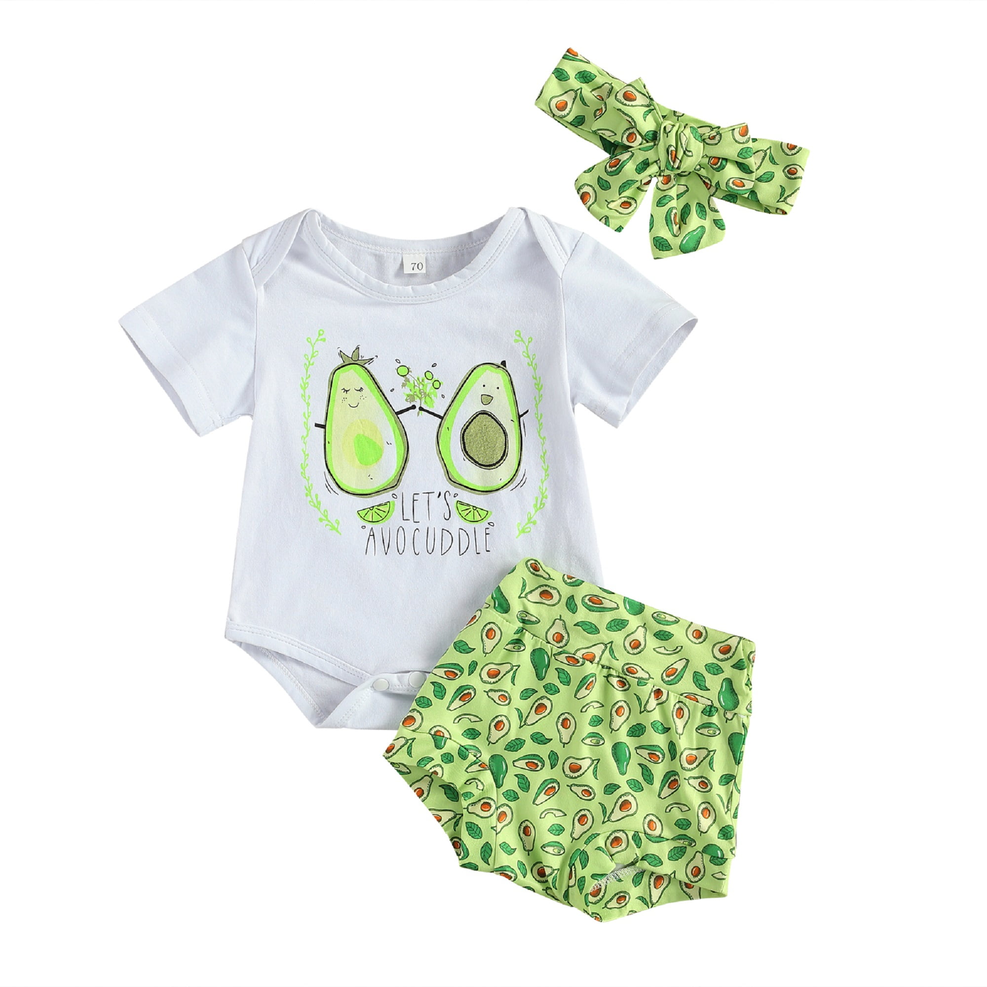 Newborn Infant Baby Boys Girls Clothes Avocado Print Short Sleeve