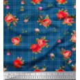 thumbnail image 1 of Soimoi Poly Georgette Fabric Check,Leaves & Rose Flower Print Fabric by Yard 52 Inch Wide, 1 of 1