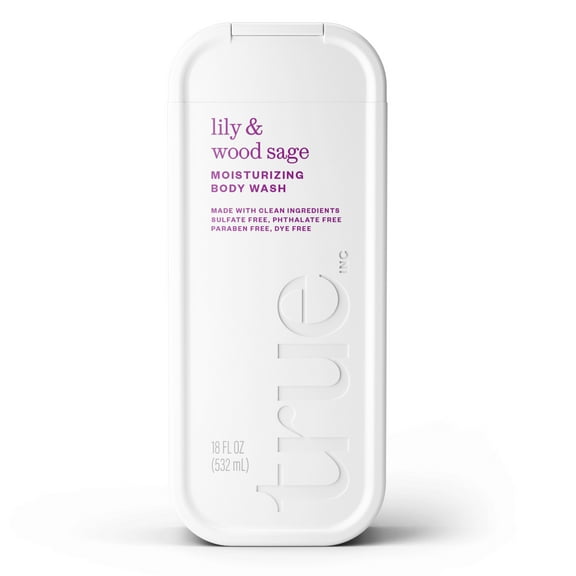 True Lily & Wood Sage Body Wash, Sulfate-Free, Moisturizing and Hydrating Formula for Women & Men, 18 fl oz
