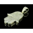 thumbnail image 2 of 2Ct Round Cut Real Moissanite 1.5" Hamsa Pendant 14k Yellow Gold Plated Silver, 2 of 3