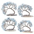 thumbnail image 2 of Árbol de dinero de cristal coloreado hecho a mano para la buena suerte, salud y riqueza, figura de bonsái en losa de ágata natural, 2 of 3