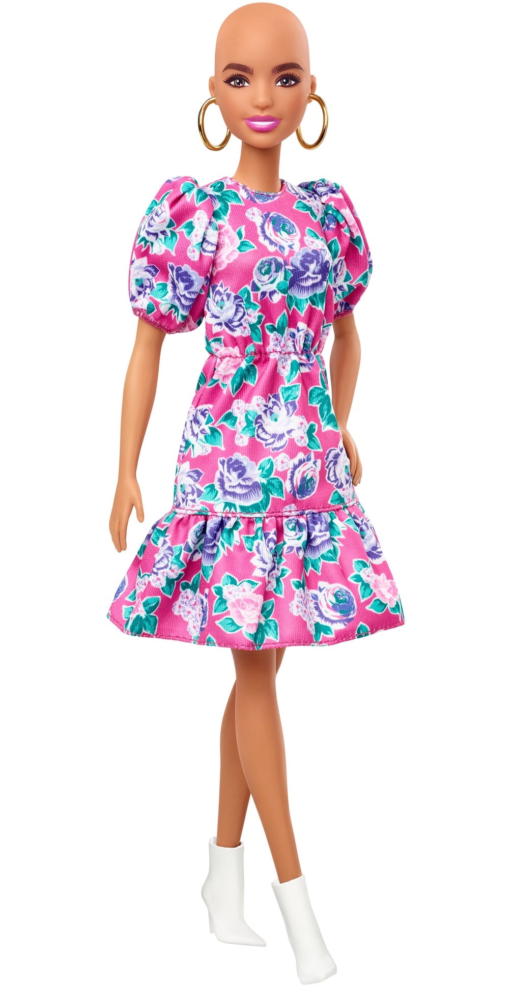 Purple Knee Length Dress Covered in Roses For Barbie Doll 