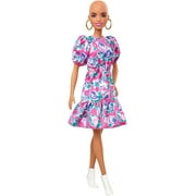 ​Barbie Fashionistas Doll 150 with No-Hair Look Wearing Pink Floral Dress