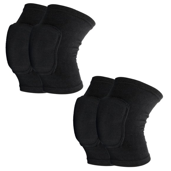 2 Pairs Knee Pad for Kids, Breathable Elastic Knee Brace, Anti-Slip Padded Sponge Knee Protector for Volleyball, Dance, Running, Skating, Basketball, Football Sports(Black)