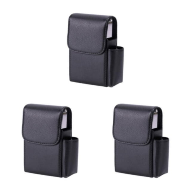 jesticaly Easy To Close And Open PU Cigarette Case For Business Cards Business Card Case Cigarette Cases Lychee black 3Set