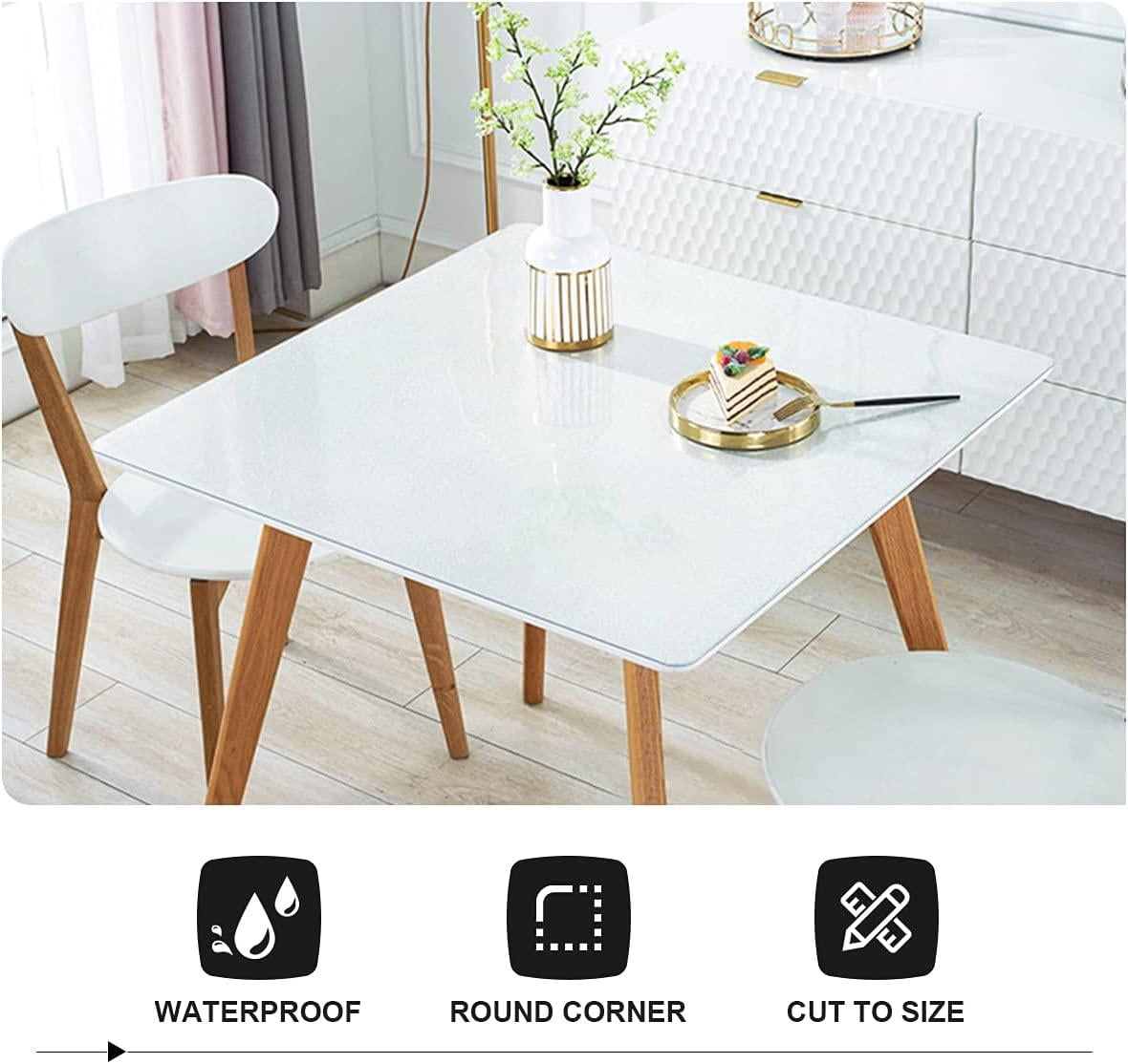 2mm Frosted Table Protector, 24 x 56 Inches, Soft Glass,PVC,Wipeable  Tablecloth,Easy Clean,Waterproof, for Dining Room Table, Night Stands, End  Tables, Office Desk