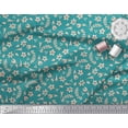 thumbnail image 2 of Soimoi Green Silk Fabric Seal Leaves & Periwinkle Floral Print Sewing Fabric Yard 42 Inch Wide, 2 of 3